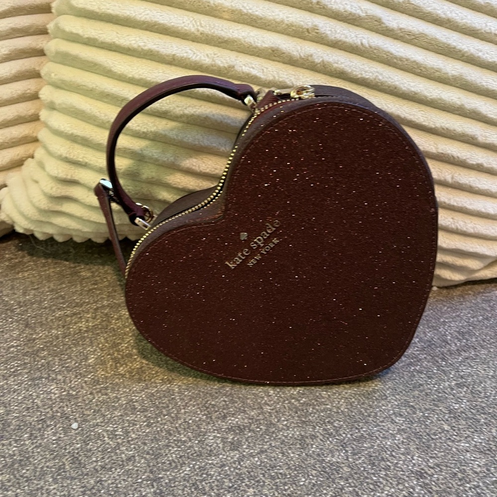 Kate Spade Glitter Heart Mini Bag - Dark Brown